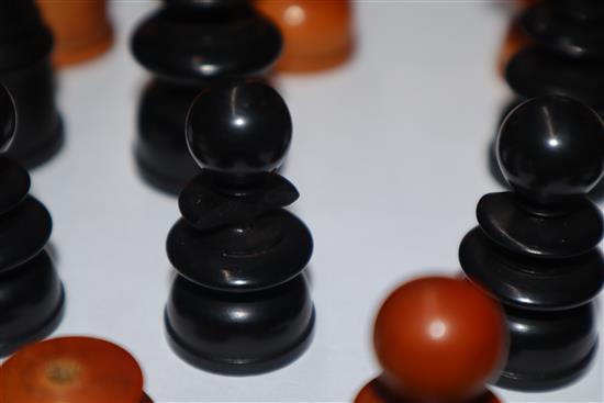 A Jacques style carved chess set